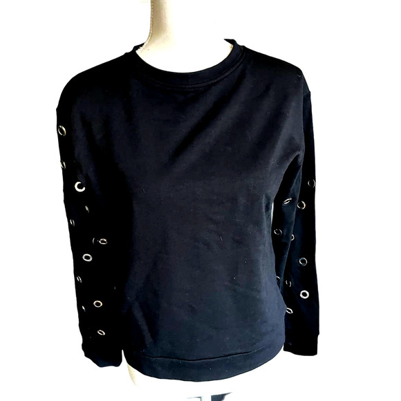 Lea & Viola Womens Eyelet Sweater & Pant 2 PC Set Long Sleeve Size S Black - Picture 3 of 11